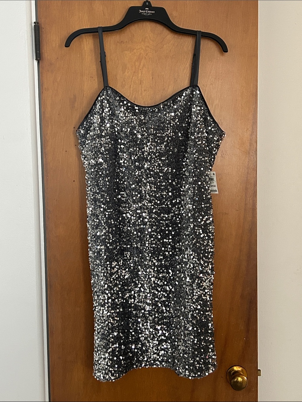 ON 34th Sparkling Sequin Velvet Midi Dress with Slim Straps